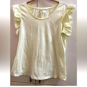 Ruffled Sleeve yellow Top H&M T-Shirt Yellow Solid Womens Sz S